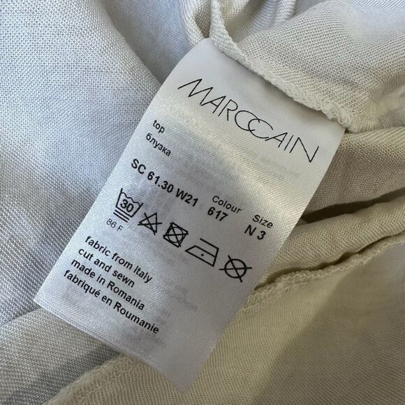 MARC CAIN Top White Animal Print Sleeveless Fringed Cotton Blend - Picture 8 of 12